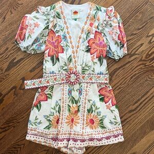 Farm Rio Short Sleeved Shorts Romper Size Small